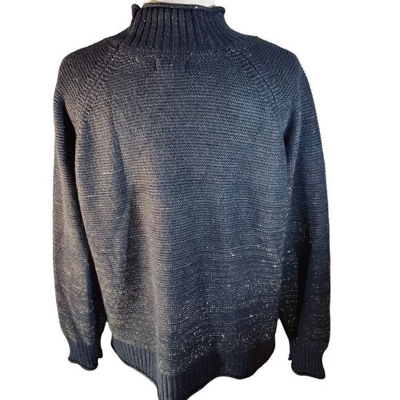 Fat Face Navy Gold Flecked Mock Turtleneck Pullover Sweater, 8 - Picture 3 of 16